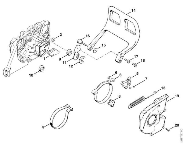 Moto-serras a gasolina (MS) 048 AV Freio da corrente automático da marca Stihl