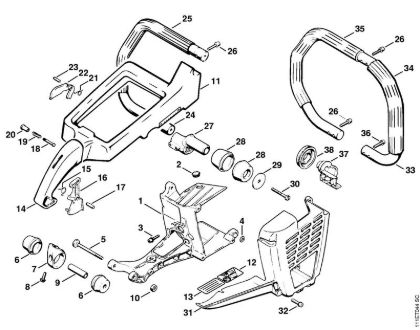 Moto-serras a gasolina (MS) 051 Q Cobertura, Quadro do punho da marca Stihl