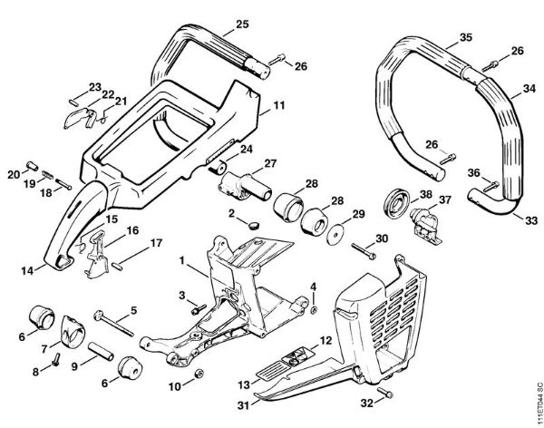 Moto-serras a gasolina (MS) 051 Q Cobertura, Quadro do punho da marca Stihl