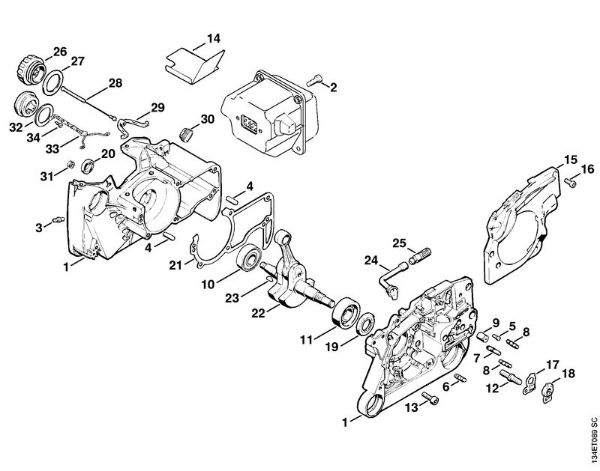 Moto-serras a gasolina (MS) 064 Caixa da cambota da marca Stihl