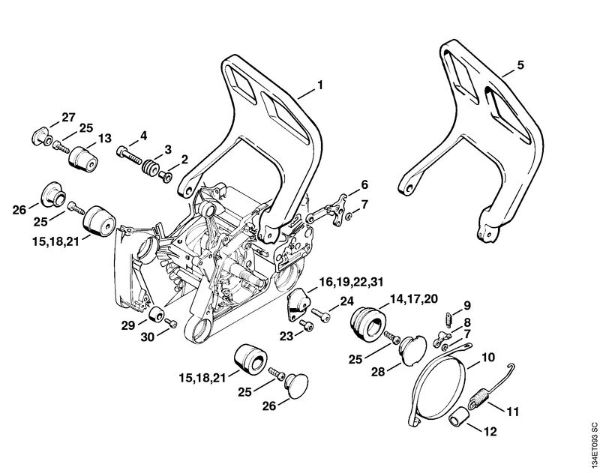 Moto-serras a gasolina (MS) 064 Sistema anti-vibratório da marca Stihl