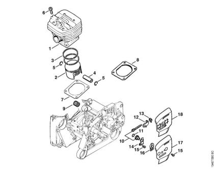 Moto-serras a gasolina (MS) 064 R Cilindro da marca Stihl