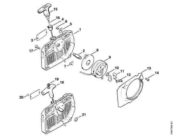 Moto-serras a gasolina (MS) 064 R Dispositivo de arranque da marca Stihl