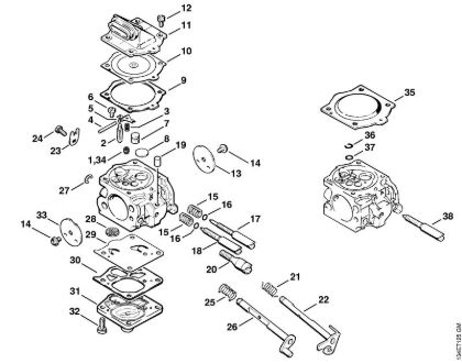 Moto-serras a gasolina (MS) 064 W Carburador WJ-65 da marca Stihl