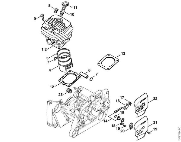 Moto-serras a gasolina (MS) 066 BR Cilindro da marca Stihl