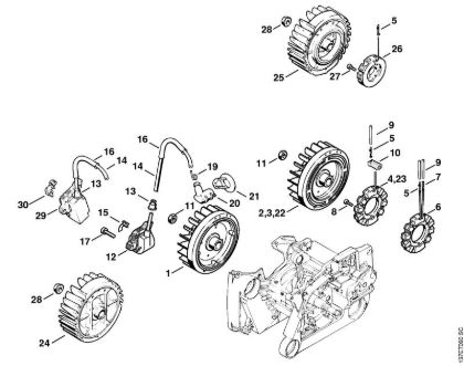 Moto-serras a gasolina (MS) 066 BR Sistema de ignição da marca Stihl