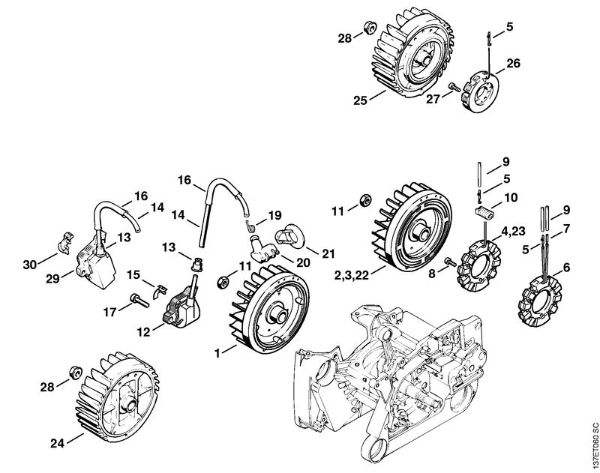 Moto-serras a gasolina (MS) 066 M Sistema de ignição da marca Stihl