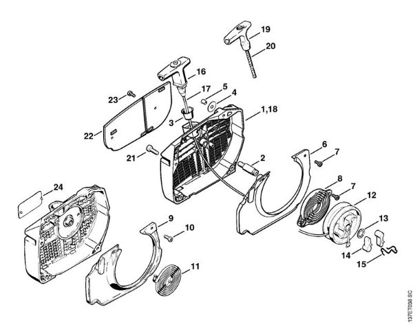 Moto-serras a gasolina (MS) 066 W Dispositivo de arranque da marca Stihl