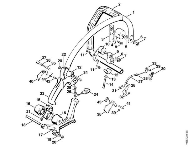 Moto-serras a gasolina (MS) 070 Cabo da mão AV   X 13 281 004 (35.84) da marca Stihl