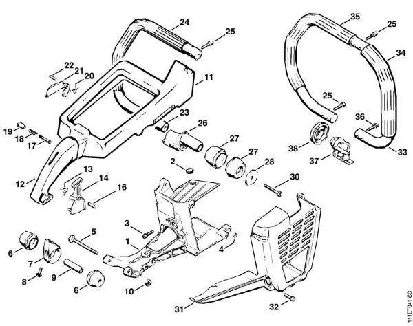 Moto-serras a gasolina (MS) 075 AVE Cobertura, Quadro do punho da marca Stihl