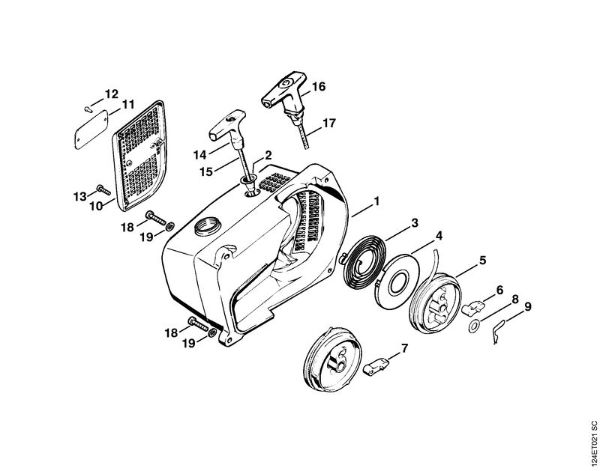 Moto-serras a gasolina (MS) 076 S Dispositivo de arranque da marca Stihl