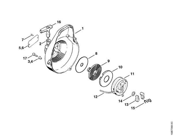 Moto-serras a gasolina (MS) 08 SE Dispositivo de arranque da marca Stihl