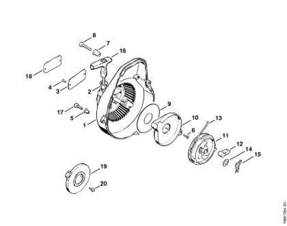Moto-serras a gasolina (MS) 08 SE Dispositivo de arranque   X 18 735 099 (42.88) da marca Stihl