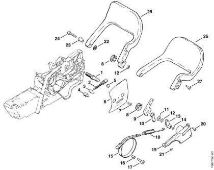 Moto-serras a gasolina (MS) 08 SE Freio de corrente, Protector da marca Stihl