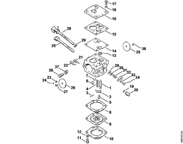 Moto-serras a gasolina (MS) 08 SEQ Carburador IVH8 Brosol   X 27 526 677 da marca Stihl