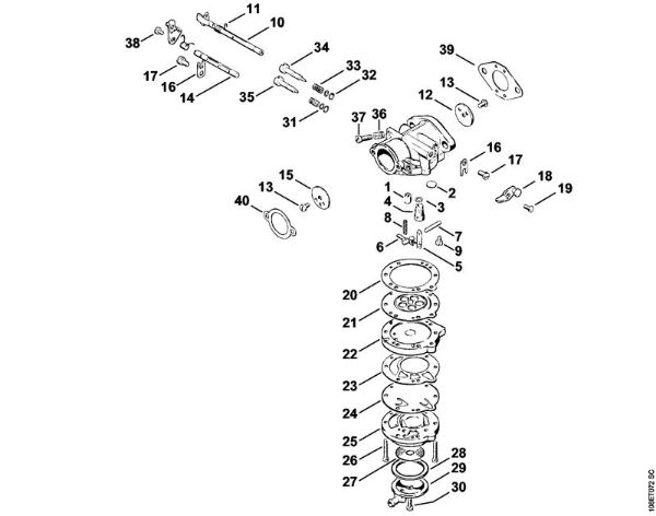 Moto-serras a gasolina (MS) 08 SEQ Carburador LA-S8 da marca Stihl
