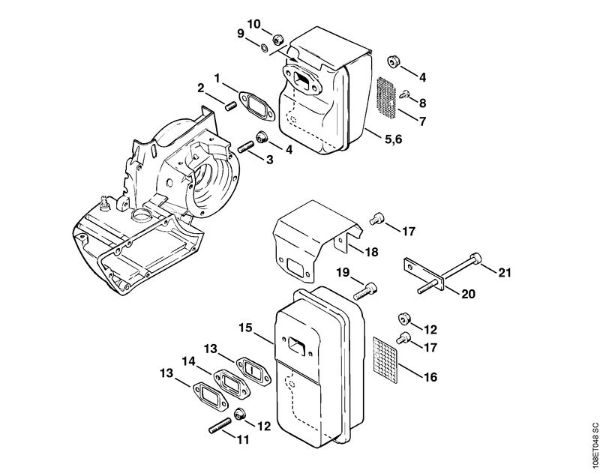Moto-serras a gasolina (MS) 08 SEQ Silenciador da marca Stihl