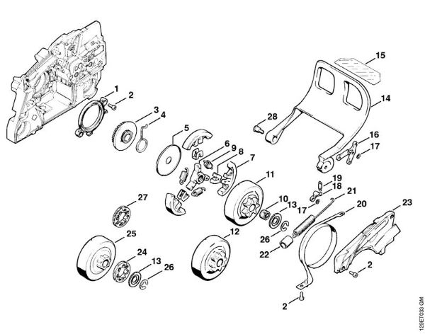 Moto-serras a gasolina (MS) 084 Embreagem, Freio da corrente da marca Stihl