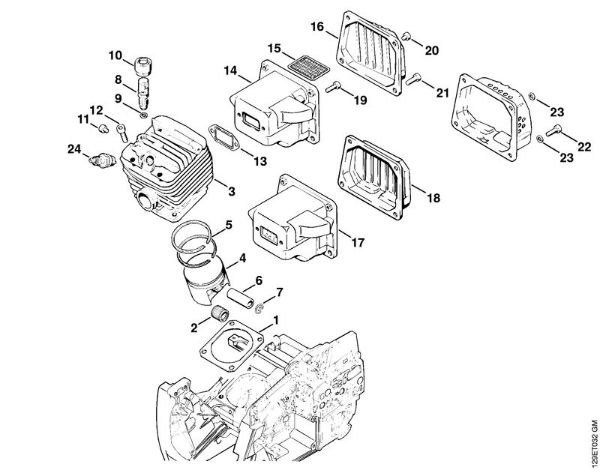 Moto-serras a gasolina (MS) 084 W Cilindro, Silenciador da marca Stihl