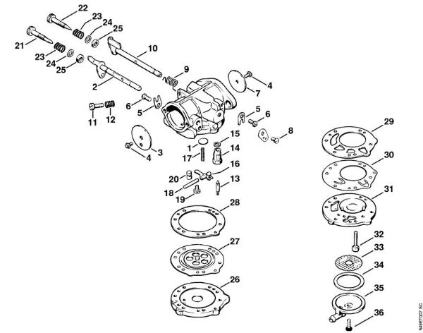 Moto-serras a gasolina (MS) 090 Carburador LB-S9 da marca Stihl