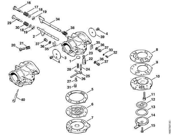 Moto-serras a gasolina (MS) 090 AV Carburador HL-324 da marca Stihl