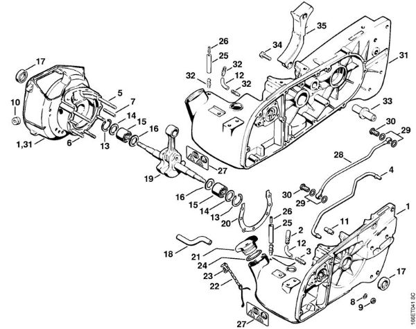 Moto-serras a gasolina (MS) 090 G Caixa da cambota da marca Stihl