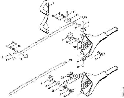 Moto-serras a gasolina (MS) 090 G Peça para a mão, Protecção da corrente da marca Stihl