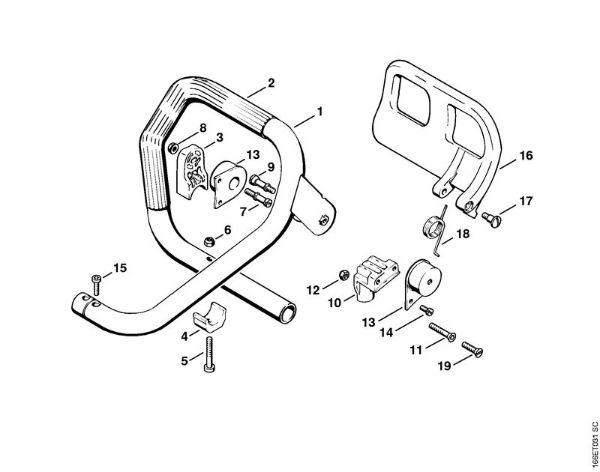 Moto-serras a gasolina (MS) 090 G Tubo do punho da marca Stihl