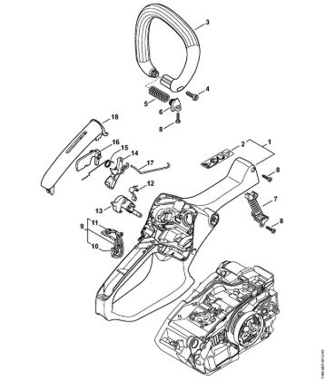 Moto-serras a gasolina (MS) MS 150 C-E Caixa do cabo, Tubo do punho da marca Stihl
