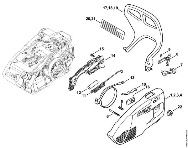 Moto-serras a gasolina (MS) MS 150 TC-E Tampa do carreto da marca Stihl