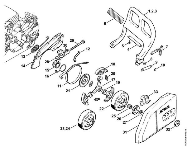 Moto-serras a gasolina (MS) MS 170-D Protector, Freio de corrente da marca Stihl