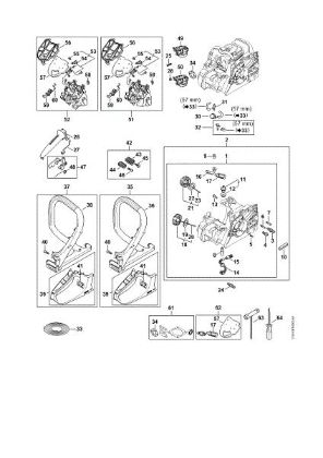 Imagem de Cárter do motor, Filtro de ar, Sistema anti-vibratório, Tubo do punho MS 172