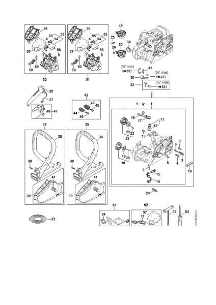 Imagem de Cárter do motor, Filtro de ar, Sistema anti-vibratório, Tubo do punho MS 172 C-BE