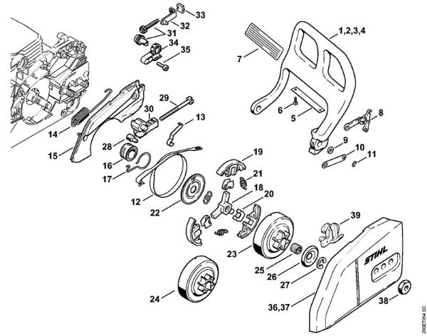 Moto-serras a gasolina (MS) MS 180 Protector, Freio de corrente da marca Stihl