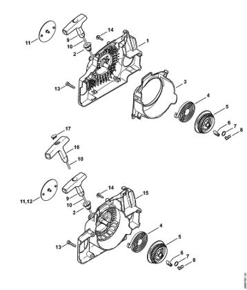 Moto-serras a gasolina (MS) MS 180 2-MIX Dispositivo de arranque da marca Stihl