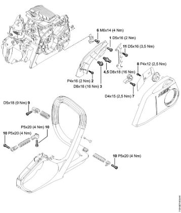 Moto-serras a gasolina (MS) MS 181 C-BE Binários de aperto da marca Stihl