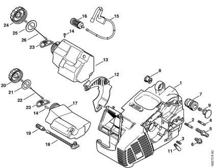 Moto-serras a gasolina (MS) MS 190 T Cárter do motor da marca Stihl