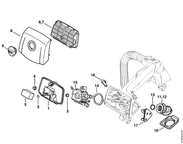 Moto-serras a gasolina (MS) MS 192 T Filtro de ar da marca Stihl