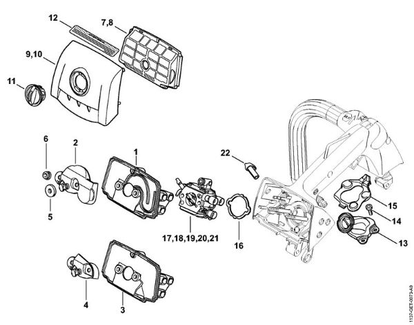 Moto-serras a gasolina (MS) MS 193 TC-E Filtro de ar, Cotovelo da marca Stihl