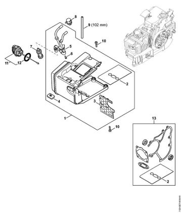 Moto-serras a gasolina (MS) MS 200 Caixa do tanque MS 200 da marca Stihl