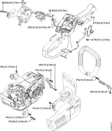 Moto-serras a gasolina (MS) MS 201 Binários de aperto da marca Stihl