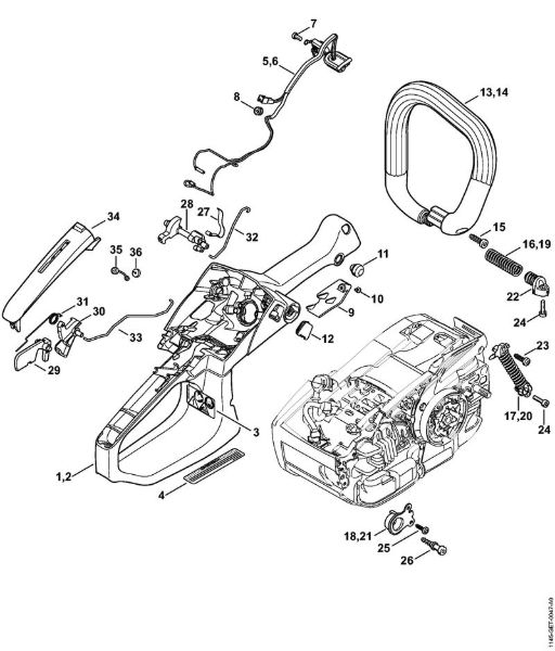 Moto-serras a gasolina (MS) MS 201 C-M Caixa do cabo, Tubo do punho M-Tronic da marca Stihl