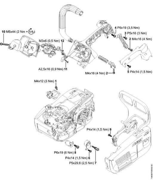 Moto-serras a gasolina (MS) MS 201 TC-M Binários de aperto da marca Stihl