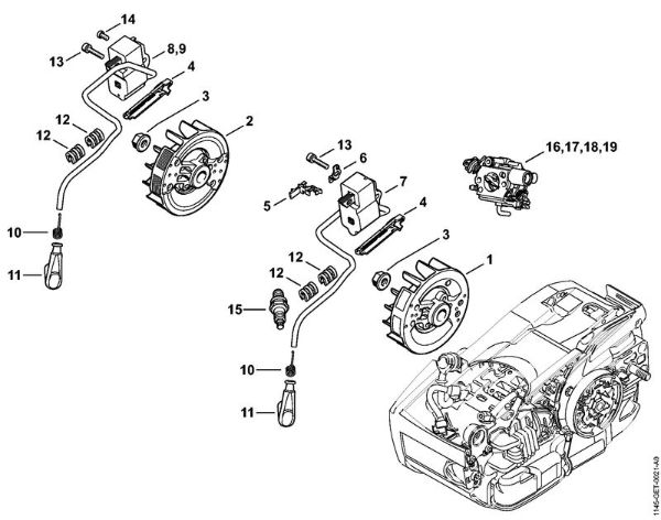 Moto-serras a gasolina (MS) MS 201 TC-M Sistema de ignição da marca Stihl