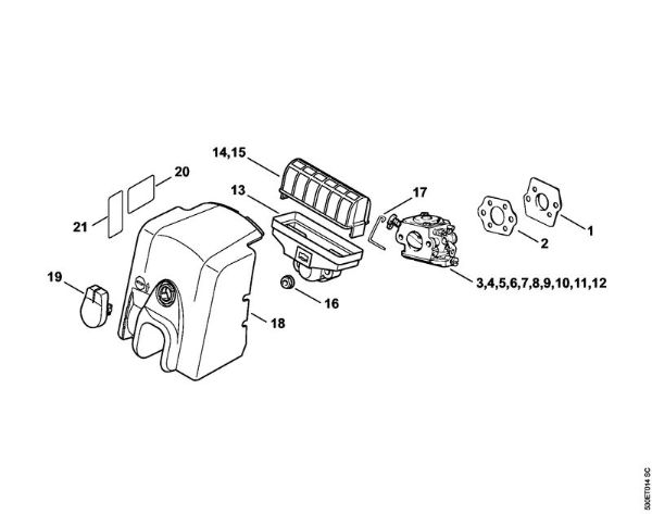 Moto-serras a gasolina (MS) MS 210 Filtro de ar da marca Stihl
