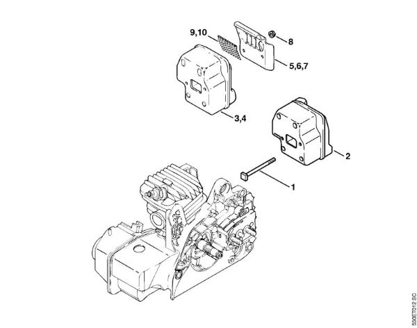 Moto-serras a gasolina (MS) MS 210 C-B Silenciador da marca Stihl
