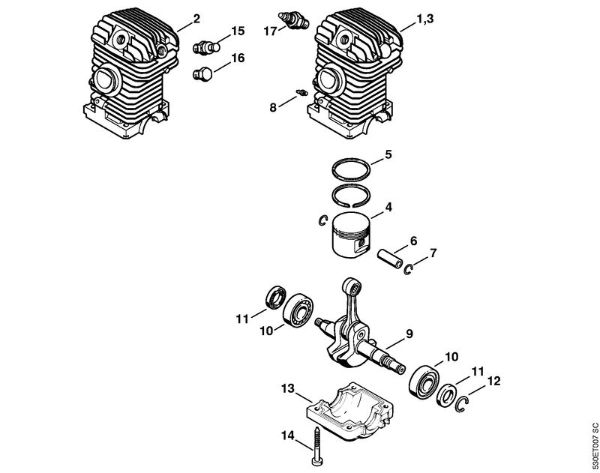Moto-serras a gasolina (MS) MS 210 C-BE Mecanismo propulsor da marca Stihl