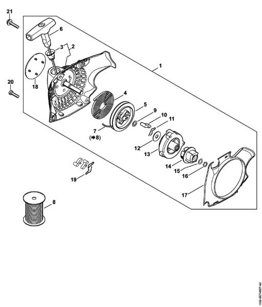 Moto-serras a gasolina (MS) MS 211 C-BE Dispositivo de arranque ErgoStart da marca Stihl