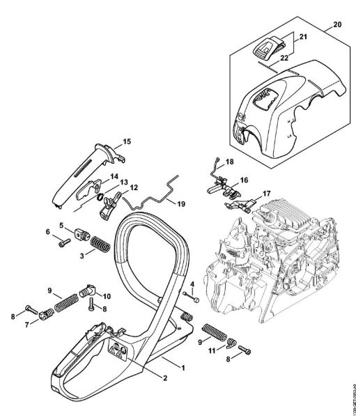 Moto-serras a gasolina (MS) MS 211 C-BE Quadro do punho, Cobertura MS 211 C-BE da marca Stihl