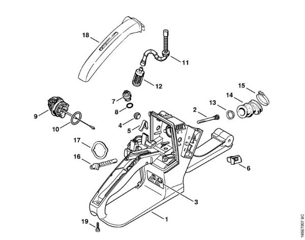 Moto-serras a gasolina (MS) MS 240 Caixa do tanque da marca Stihl